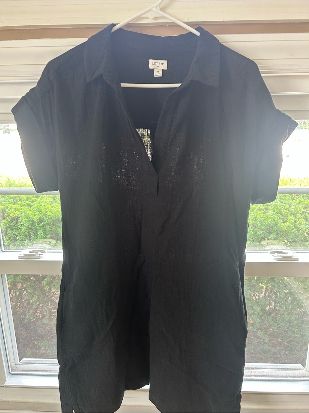 J. Crew Black Short-Sleeve Button-Down Tunic